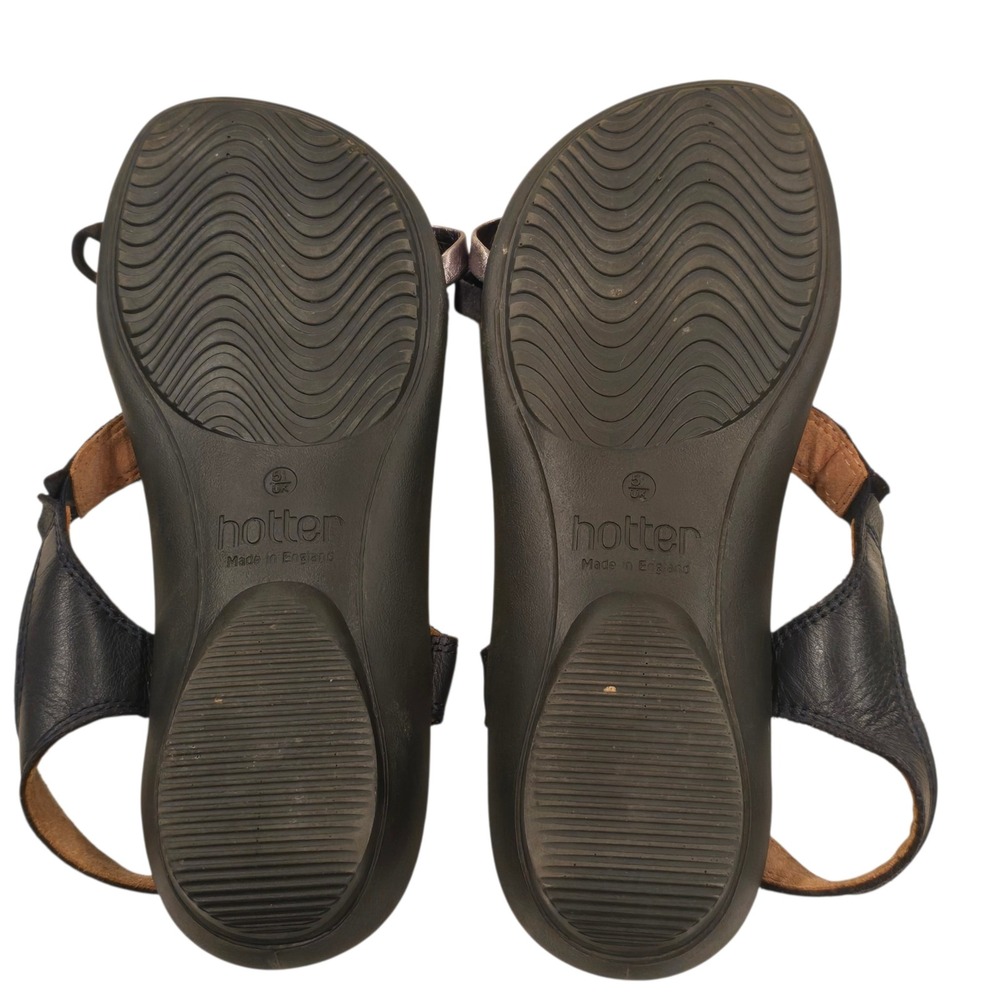 Hotter Flare II Leather Strappy Sandal Women US 7.5 EU 38.5 Black Pewter - Picture 3 of 10
